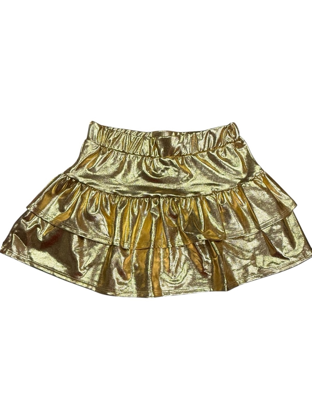 Tweenstyle by Stoopher Gold Metallic Tiered Ruffle Skirt Girls Sizes 12 & 14 NWT